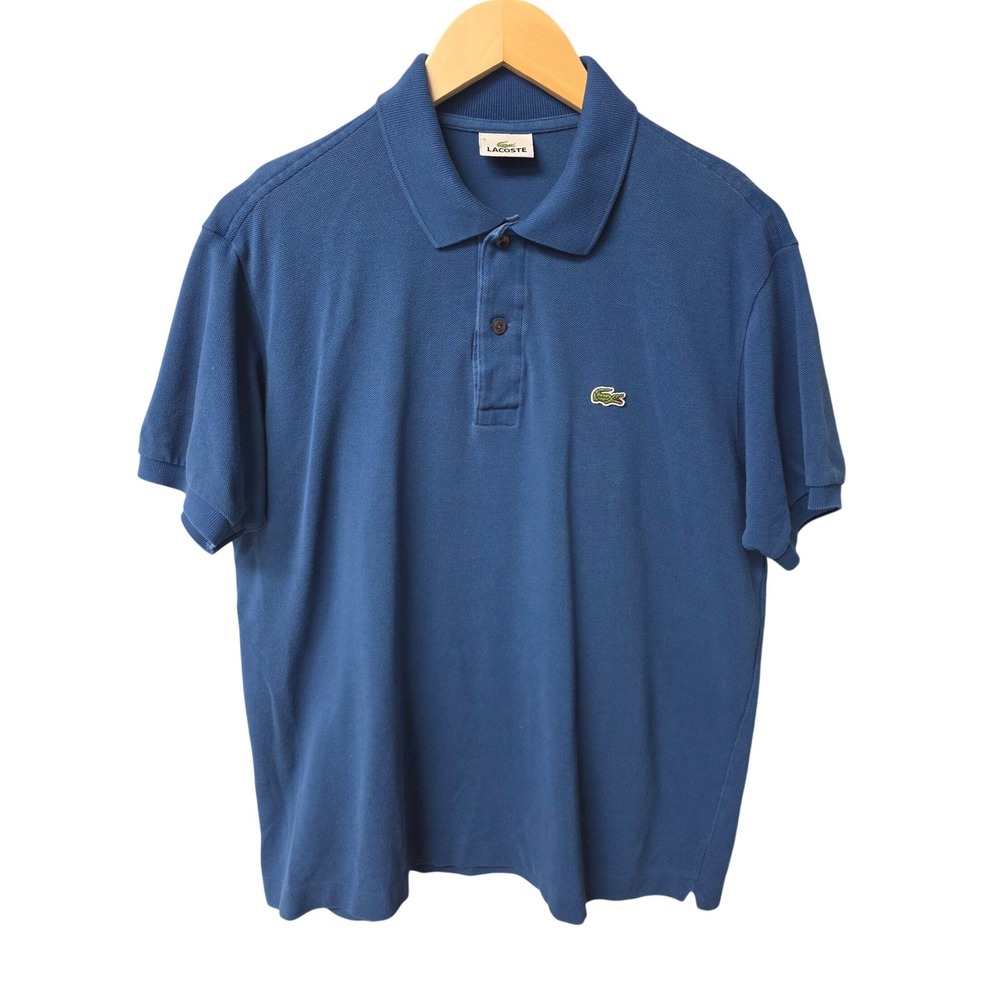 Lacoste Polo Shirt Men Size 5/L Blue Classic Fit Short Sleeve Cotton Casual EUC